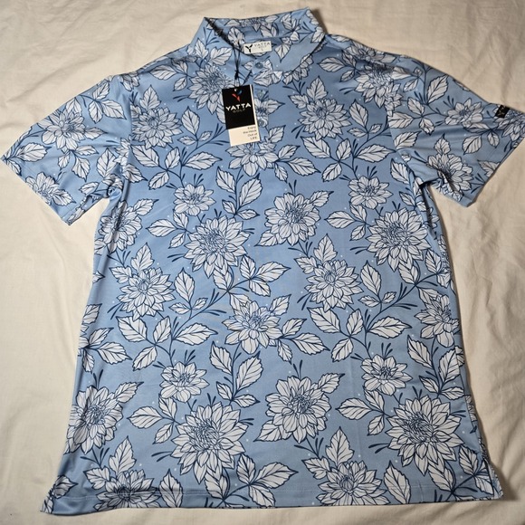 Yatta Golf Polo Dahlia Blue Shirt Performance Moisture Wicking Large NWT - Picture 2 of 8